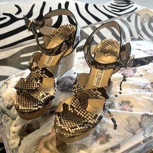 Jimmy Choo snake skin wedge sandals